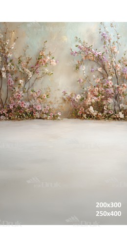 Tło fotograficzne „Kwiatowa kompozycja przy pastelowej ścianie” | 3784